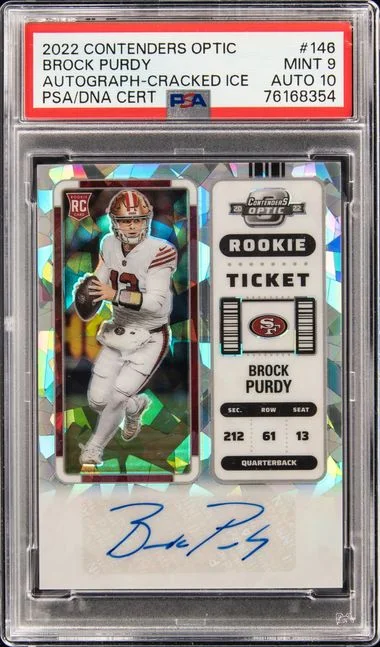 2022 Panini Contenders Optic Autograph Cracked Ice Brock Purdy #no-number card image