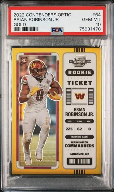 2022 Panini Contenders Optic Brian Robinson Jr. Gold #64 card image