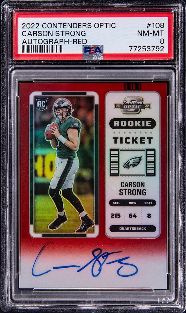 2022 Panini Contenders Optic Carson Strong Autograph Red #108 card image