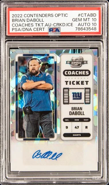 2022 Panini Contenders Optic Coaches Ticket Autographs Cracked Ice Ctabd Brian Daboll #no-number card image