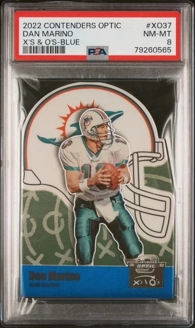2022 Panini Contenders Optic Dan Marino X's & O's Blue #XO37 card image