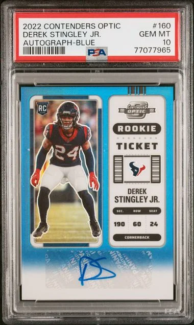 2022 Panini Contenders Optic Derek Stingley Jr. Autograph-Blue #160 card image