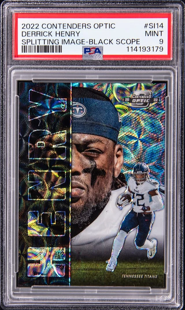 2022 Panini Contenders Optic Derrick Henry Splitting Image Black Scope #SI-14 card image