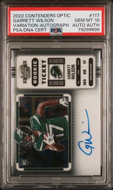 2022 Panini Contenders Optic Garrett Wilson Variation Autograph #117 card image