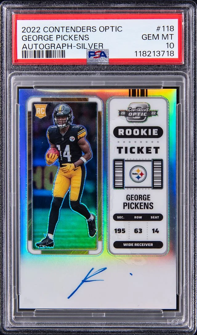 2022 Panini Contenders Optic George Pickens Autograph Orange Prizm #118 card image