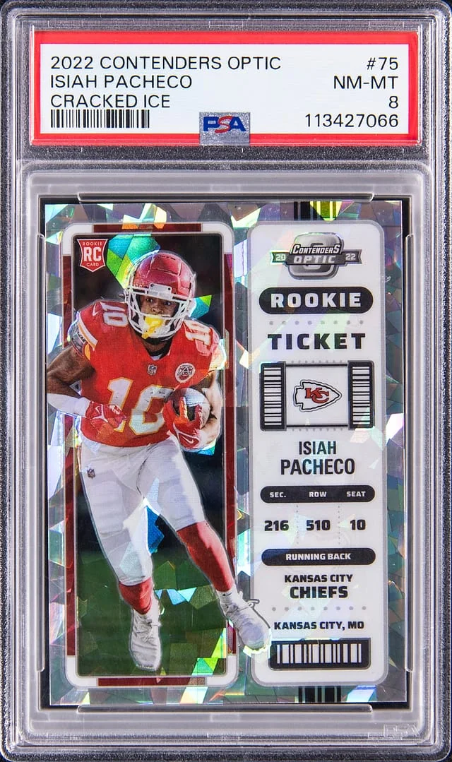 2022 Panini Contenders Optic Isiah Pacheco Red #75 card image