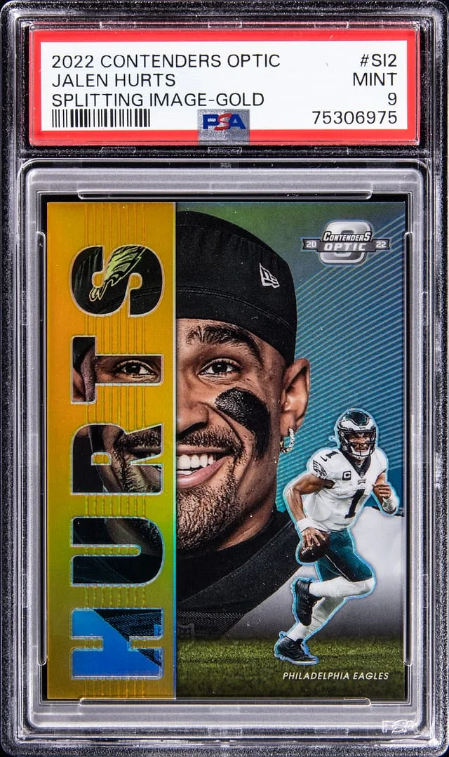 2022 Panini Contenders Optic Jalen Hurts Splitting Image Gold #SI-2 card image