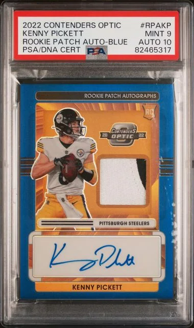 2022 Panini Contenders Optic Kenny Pickett Patch Autographs Blue #RPA-KP card image