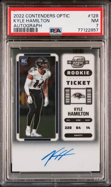2022 Panini Contenders Optic Kyle Hamilton Autograph #128 card image