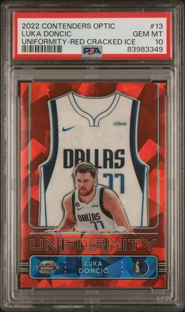 2022 Panini Contenders Optic Luka Doncic Uniformity Red Cracked Ice #13 card image