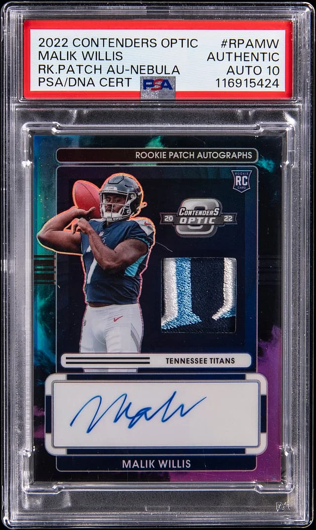 2022 Panini Contenders Optic Malik Willis Patch Autograph Nebula #RPA-MW card image