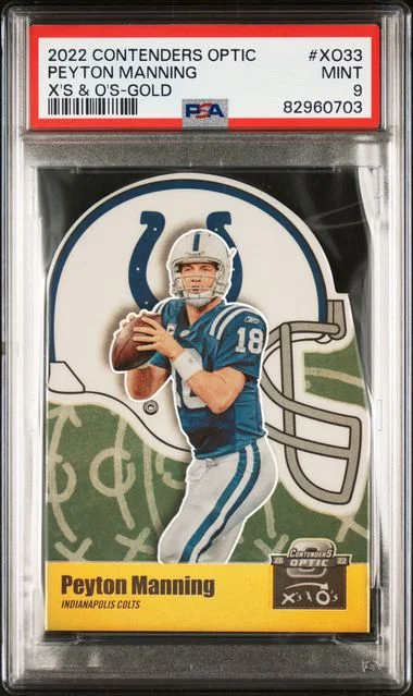 2022 Panini Contenders Optic Peyton Manning X's & O's Gold #XO33 card image