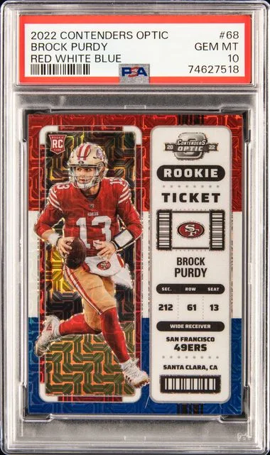 2022 Panini Contenders Optic Red White Blue Brock Purdy #no-number card image