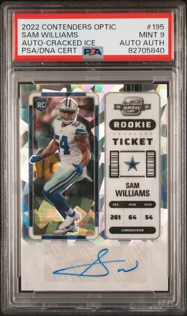 2022 Panini Contenders Optic Sam Williams Autograph-Cracked Ice Ticket #195 card image