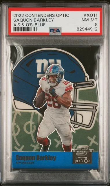2022 Panini Contenders Optic Saquon Barkley X's & O's Blue #XO11 card image