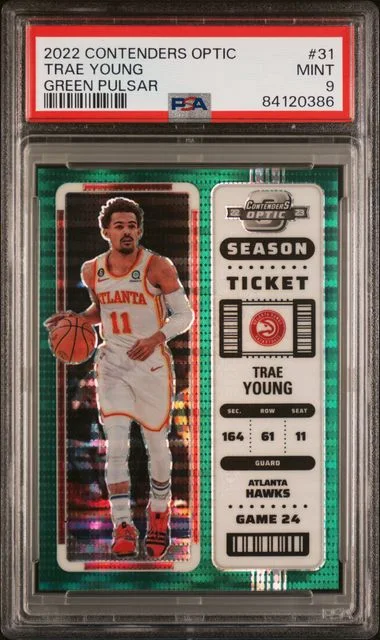 2022 Panini Contenders Optic Trae Young Green Pulsar #31 card image