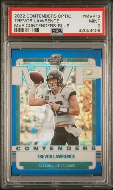 2022 Panini Contenders Optic Trevor Lawrence MVP Contenders Blue #MVP12 card image