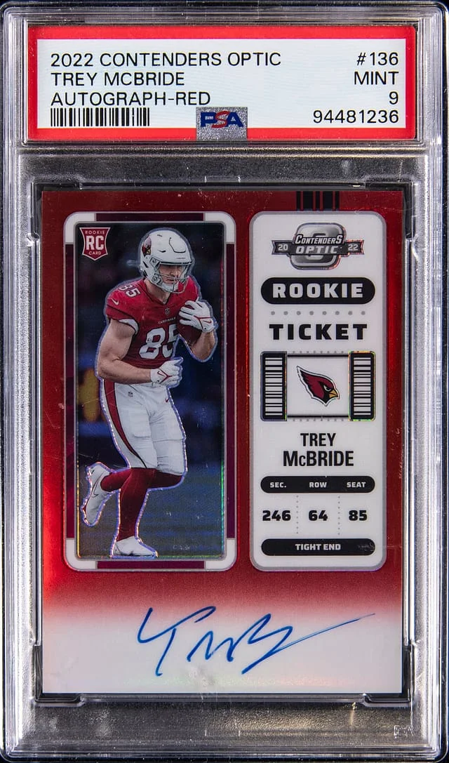 2022 Panini Contenders Optic Trey McBride Ticket Autograph Red #136 card image
