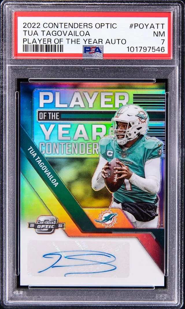 2022 Panini Contenders Optic Tua Tagovailoa Player of the Year Contenders Autograph #POYA-TT card image