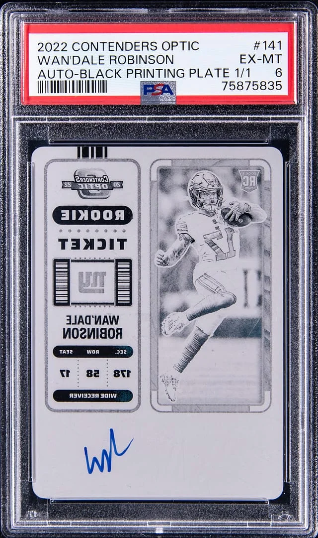 2022 Panini Contenders Optic Wan'Dale Robinson Auto Black Printing Plate #141 card image