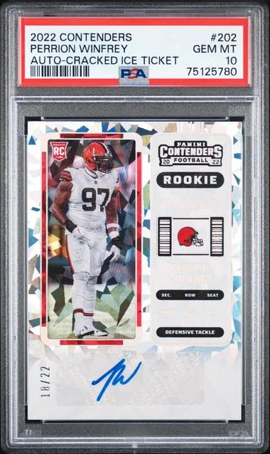 2022 Panini Contenders Perrion Winfrey Autograph Cracked Ice #202 card image