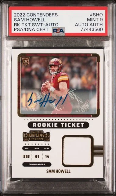 2022 Panini Contenders Sam Howell Ticket Swatches Autograph #SHO card image