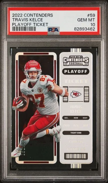 2022 Panini Contenders Travis Kelce Playoff Ticket #59 card image