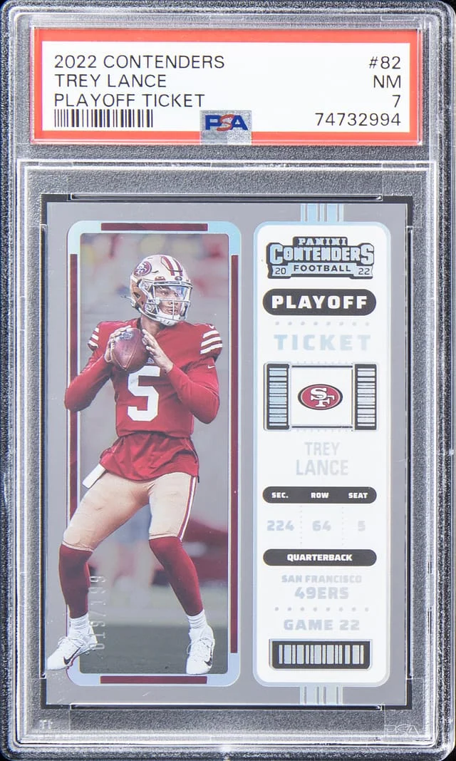 2022 Panini Contenders Trey Lance Playoff Ticket #82 card image