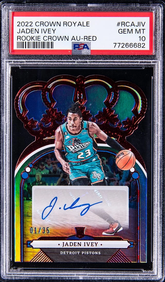 2022 Panini Crown Royale Jaden Ivey Crown Autograph Red #RCAJIV card image