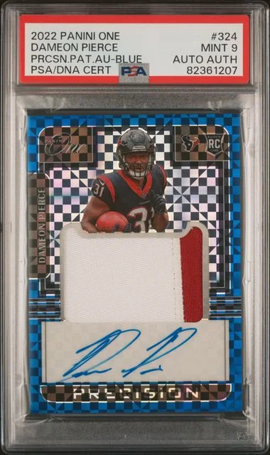 2022 Panini Dameon Pierce One Precision Patch Autograph-Blue #324 card image