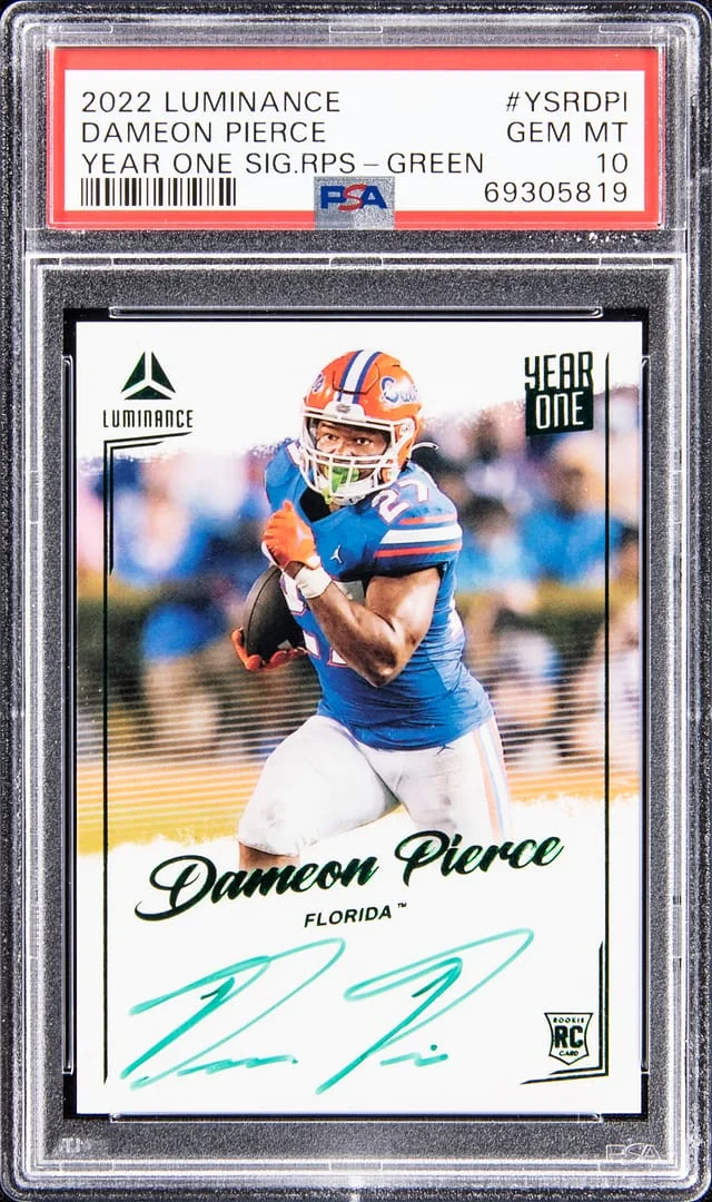 2022 Panini Dameon Pierce Luminance Year One Signature RPS Green #YSR-DPI card image