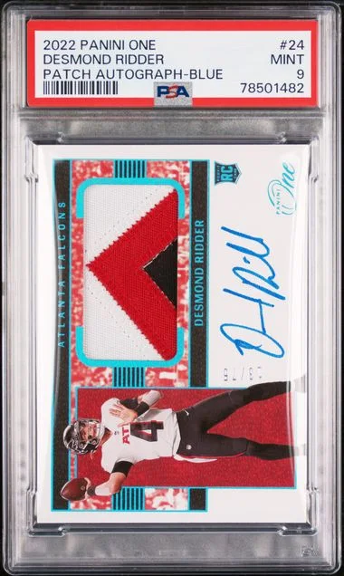 2022 Panini Desmond Ridder One Patch Autograph-Blue #24 card image