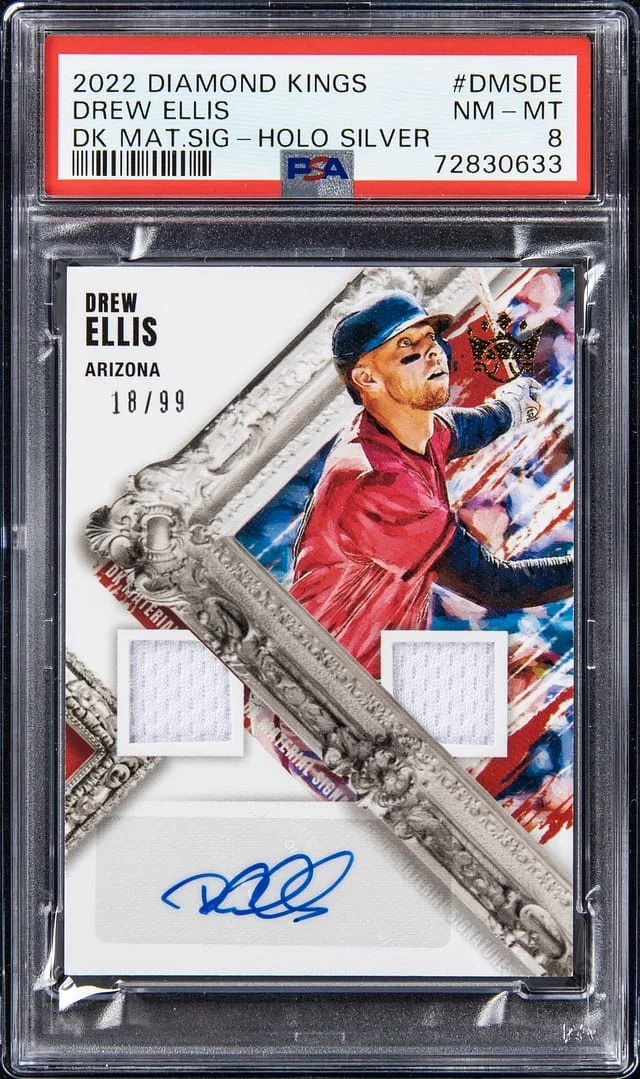 2022 Panini Diamond Kings Drew Ellis Material Signatures Holo Silver #DMSDE card image