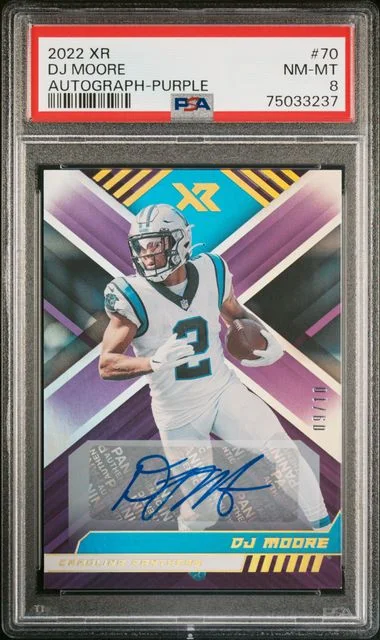 2022 Panini Dj Moore XR Autograph Purple #70 card image