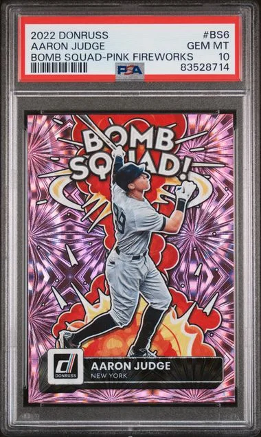 2022 Panini Donruss Aaron Judge Bomb Squad Pink Fireworks #BS-6 card image