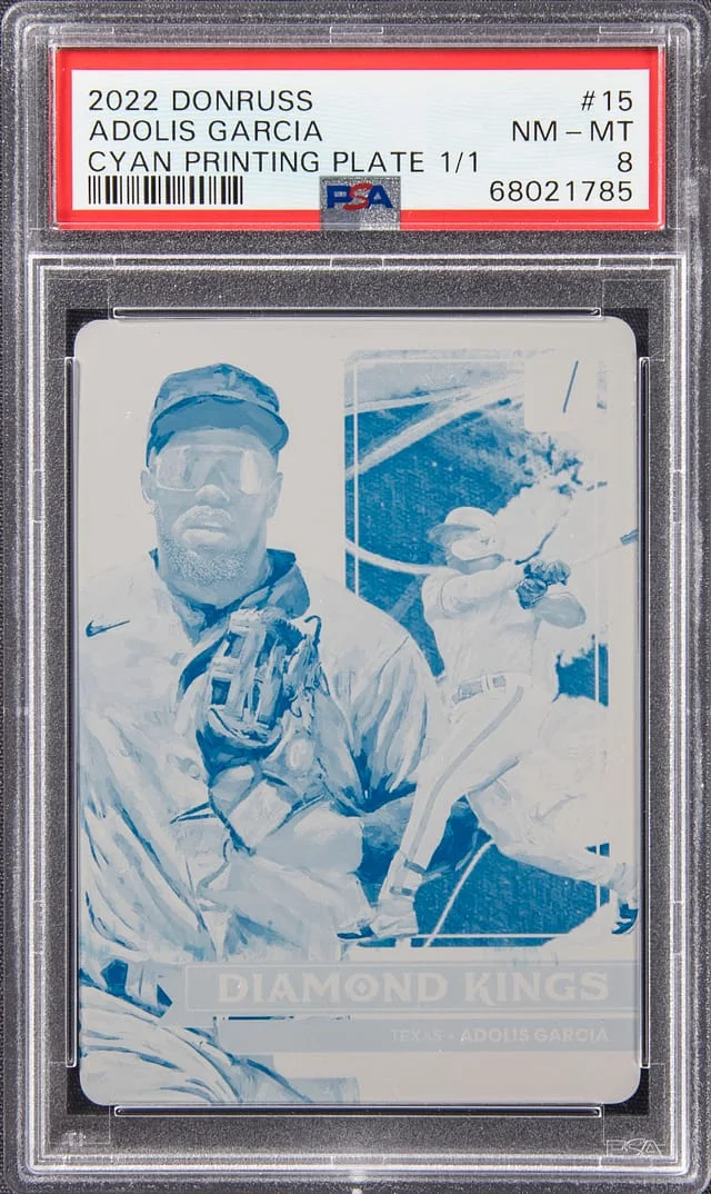 2022 Panini Donruss Adolis Garcia Cyan Printing Plate #15 card image