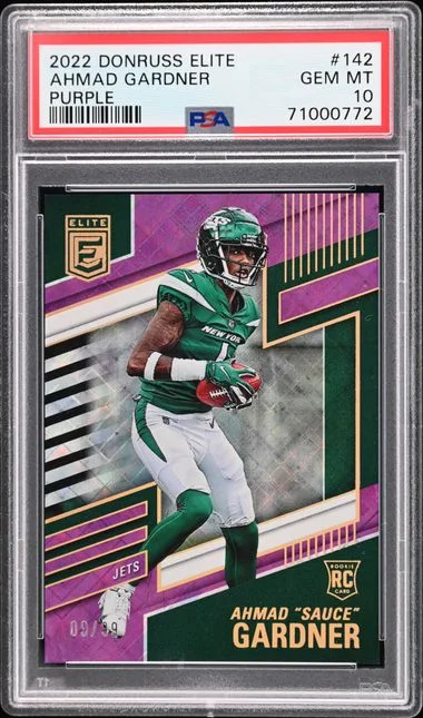 2022 Panini Donruss Ahmad Sauce Gardner Elite Purple #142 card image