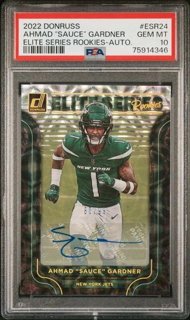 2022 Panini Donruss Ahmad Sauce Gardner Elite Series Rookies Autograph #Esr24 card image