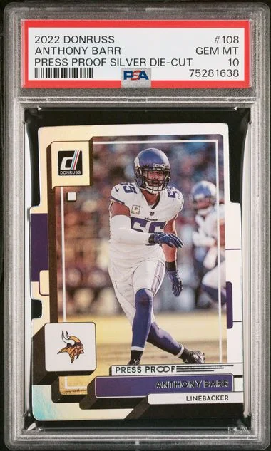 2022 Panini Donruss Anthony Barr Press Proof Silver Die-Cut #108 card image