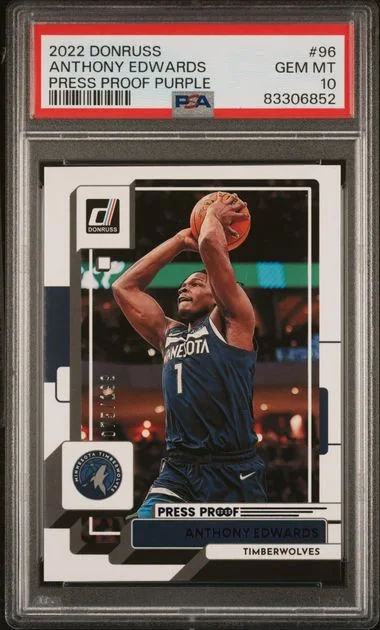 2022 Panini Donruss Anthony Edwards Press Proof Purple #96 card image
