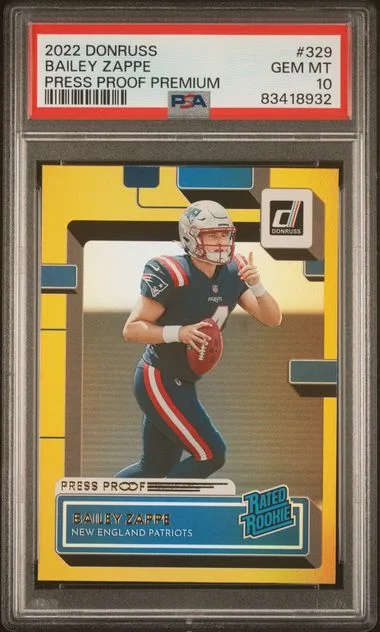 2022 Panini Donruss Bailey Zappe Press Proof Premium #329 card image
