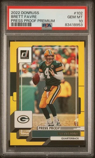 2022 Panini Donruss Brett Favre Press Proof Premium #102 card image
