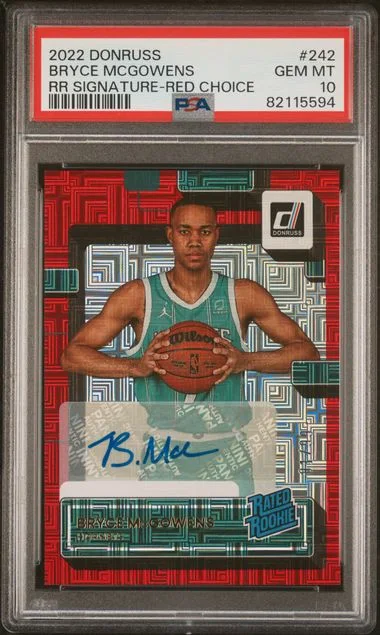 2022 Panini Donruss Bryce Mcgowens Rated Signature-Red Choice #242 card image