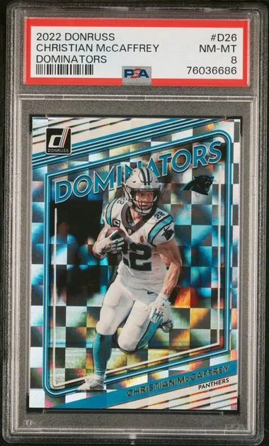 2022 Panini Donruss Christian Mccaffrey Dominators #D26 card image