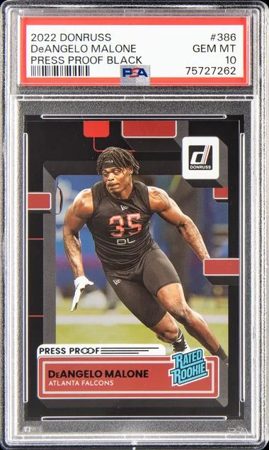 2022 Panini Donruss Deangelo Malone Press Proof Black #386 card image