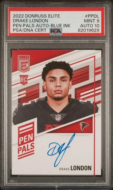 2022 Panini Donruss Drake London Elite Pen Pals Autographs Blue Ink #PPDL card image