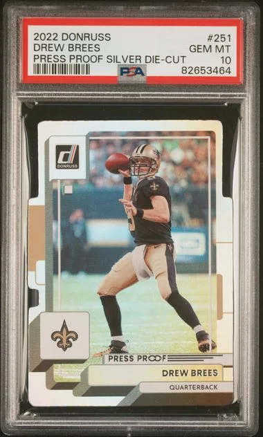 2022 Panini Donruss Drew Brees Press Proof Silver Die-Cut #251 card image