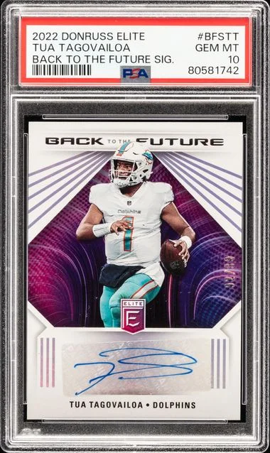 2022 Panini Donruss Elite Back To The Future Signatures Bfstt Tua Tagovailoa #no-number card image