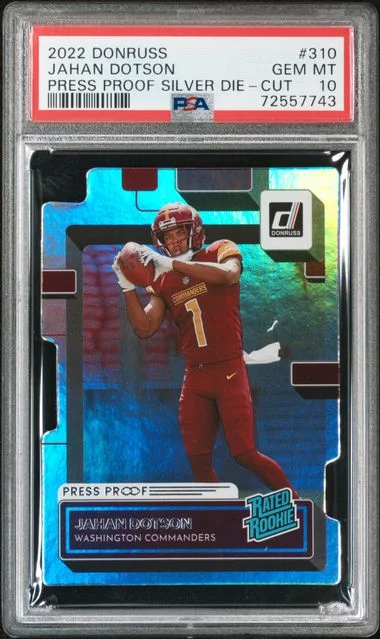 2022 Panini Donruss Jahan Dotson Press Proof Silver Die-Cut #310 card image