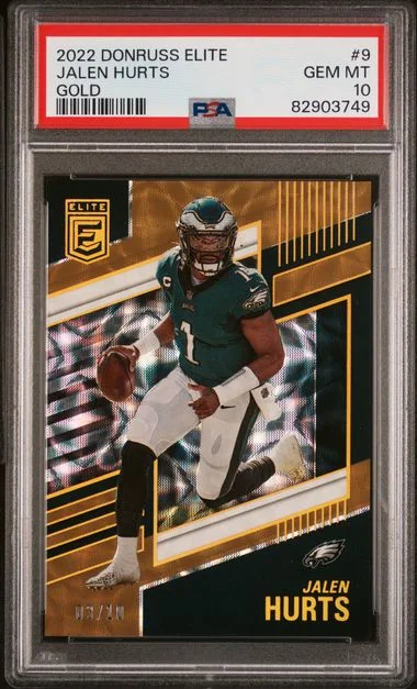 2022 Panini Donruss Jalen Hurts (03/10) Elite Gold #9 card image